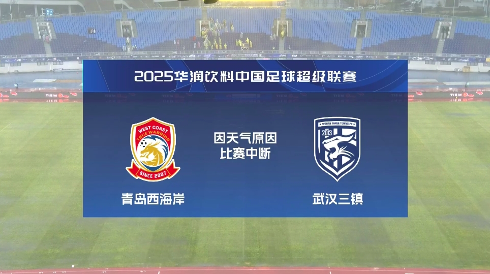  比賽延期！青島西海岸vs武漢三鎮(zhèn)進(jìn)行至18分鐘，因天氣中斷30分鐘