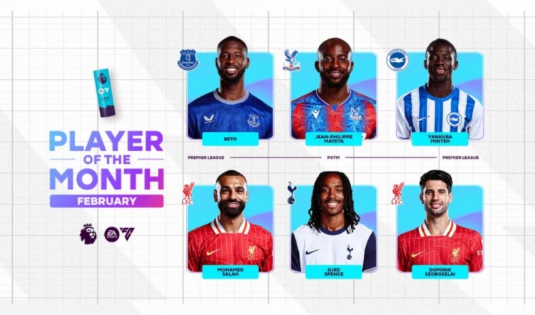  英超2月最佳候選：貝托、馬特塔、明特、薩拉赫、斯賓塞、索博
