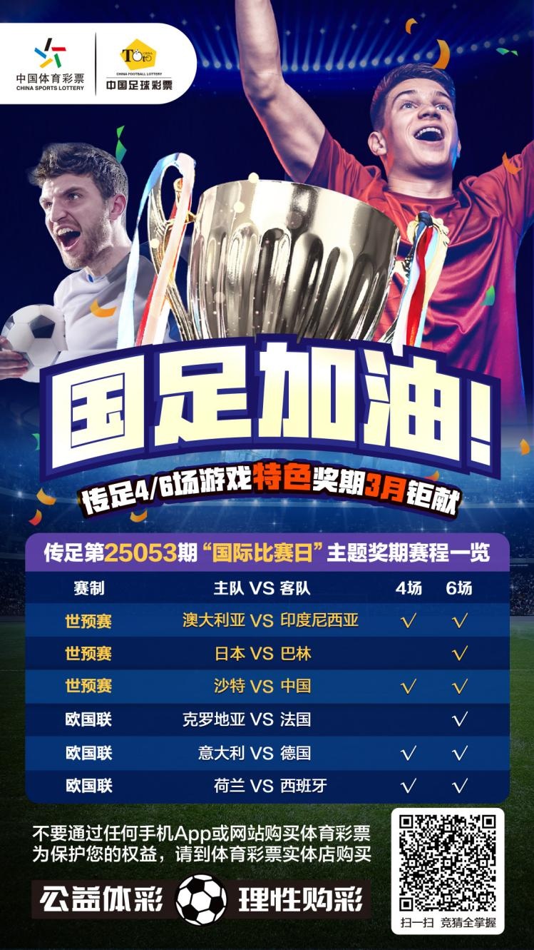  國足加油！傳足特色獎(jiǎng)期第25053期聚焦國際比賽日