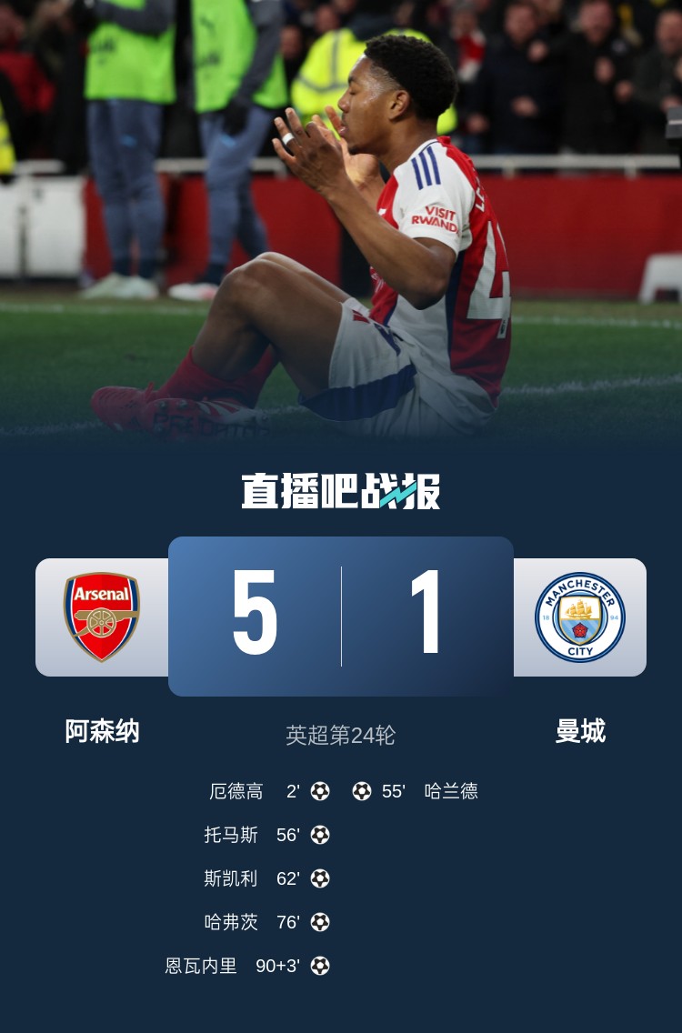  硬氣槍手無畏強敵！阿森納本賽季5-1碾壓曼城，3-0完勝皇馬