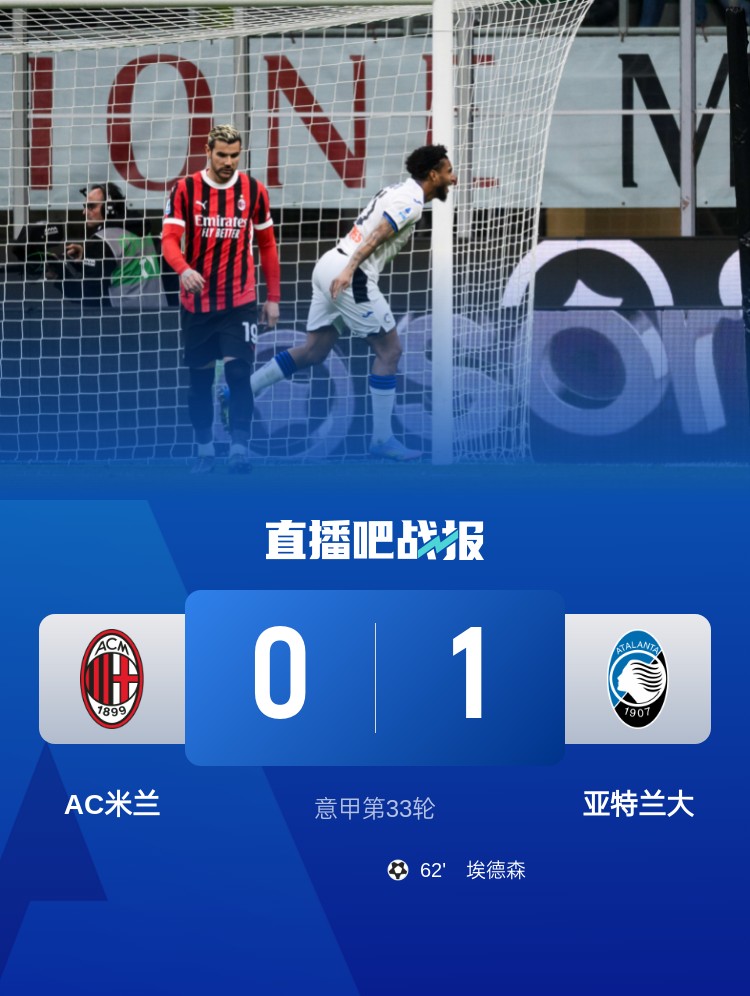  米蘭雙雄本輪均0-1輸球，周中意杯半決賽次回合再對決